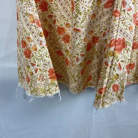 Show Me Your Mumu Pants XS Peach Green Coral Floral Elastic Waist Pull-On Denim - Picture 5 of 12